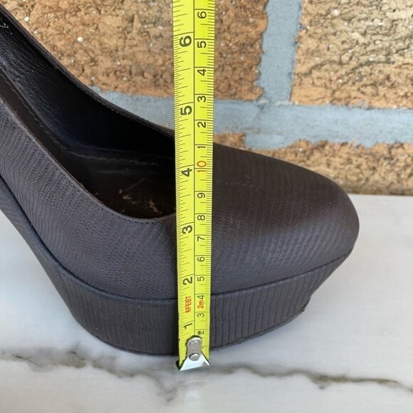 Saint Laurent Brown Ysl Aliama Lizard Embossed Suede Heels Pumps Size 39… - Picture 12 of 13